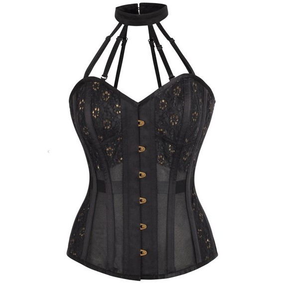 Corset Story BLACK MESH OVERBUST LINGERIE CORSET Size 14 UK-36" - Picture 2 of 7